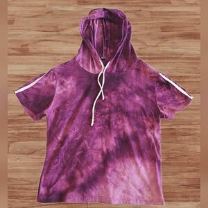 WINDSOR Size L Purple Tie-Dye Hoodie T-Shirt